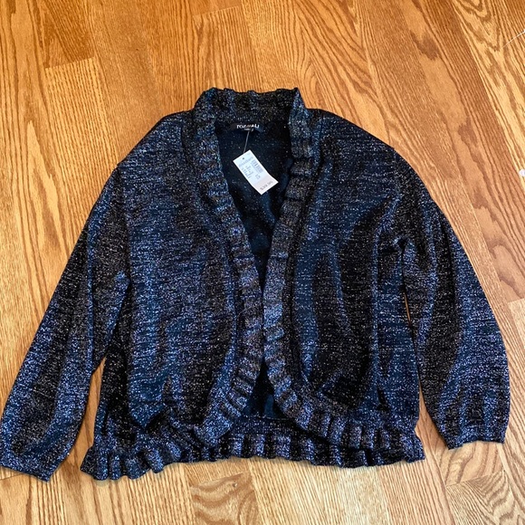 Dressbarn SPARKLE Soft Black Silver Cardigan Jacket - Picture 1 of 3